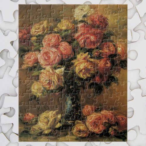 Roses in a Vase by Pierre Renoir Vintage Fine Art Jigsaw Puzzle