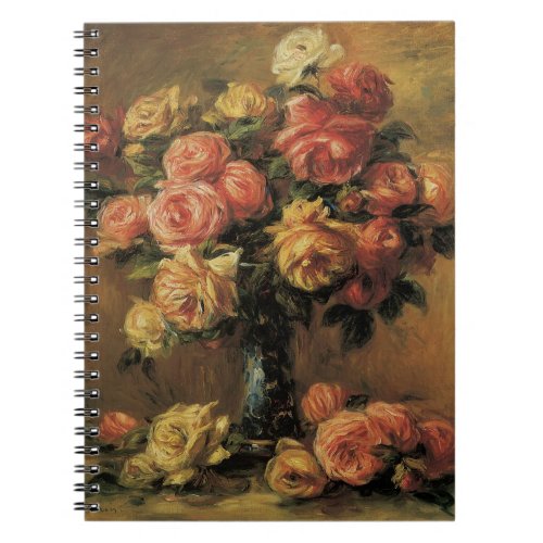 Roses in a Vase by Pierre Renoir Vintage Fine Art Notebook