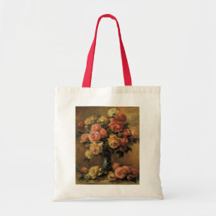 Roses in a Vase by Pierre Renoir, Vintage Fine Art Tote Bag