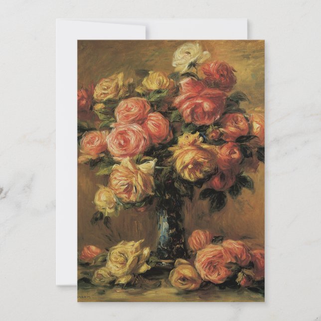 Roses in a Vase by Renoir, Floral Bridal Shower Invitation (Front)