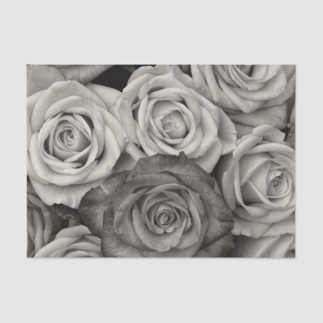 Roses in Black & White Decoupage Tissue Paper (Front)