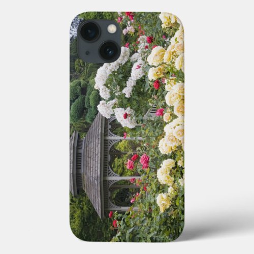 Roses in bloom and Gazebo Rose Garden at the iPhone 13 Case