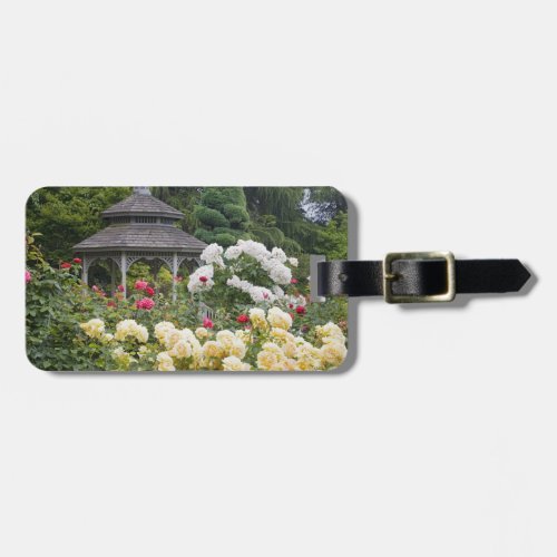 Roses in bloom and Gazebo Rose Garden at the Luggage Tag