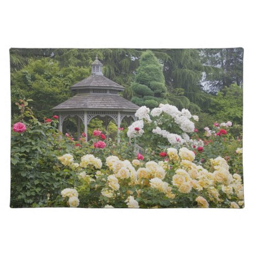Roses in bloom and Gazebo Rose Garden at the Placemat
