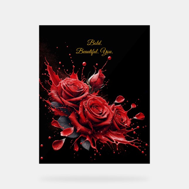 Roses in Bloom - Elegant Birthday Acrylic Sign (Front)