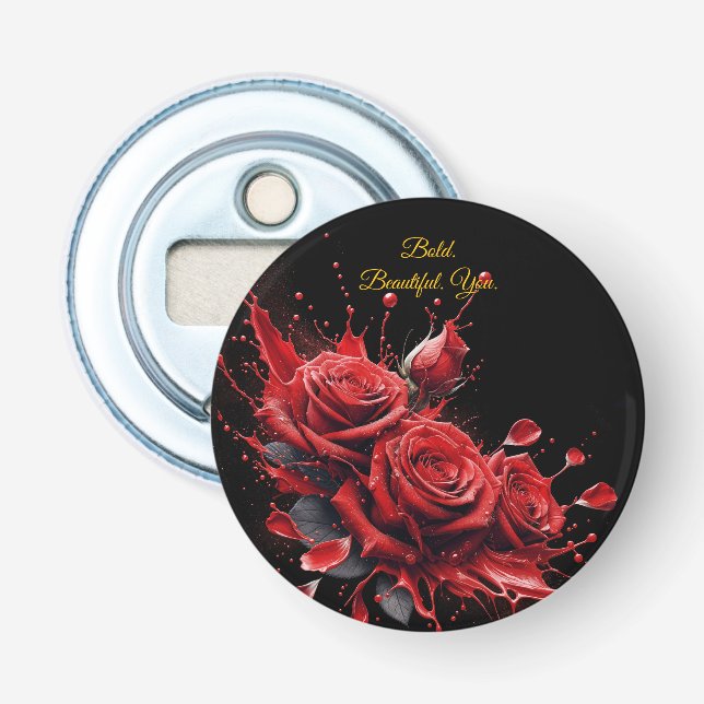 Roses in Bloom - Elegant Birthday Bottle Opener (Front)