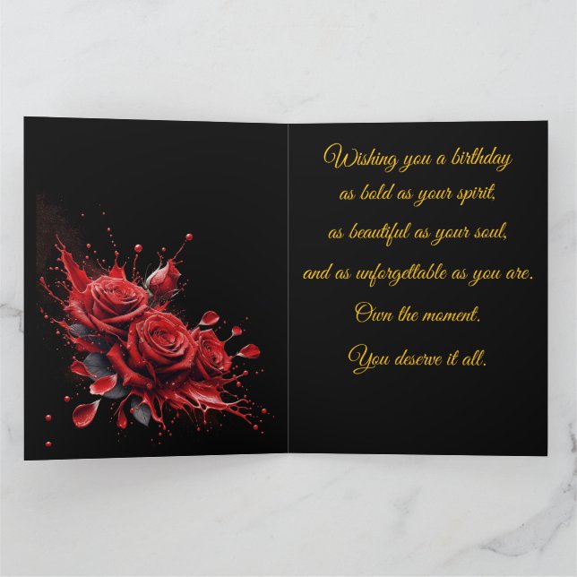 Roses in Bloom - Elegant Birthday Card (Inside)