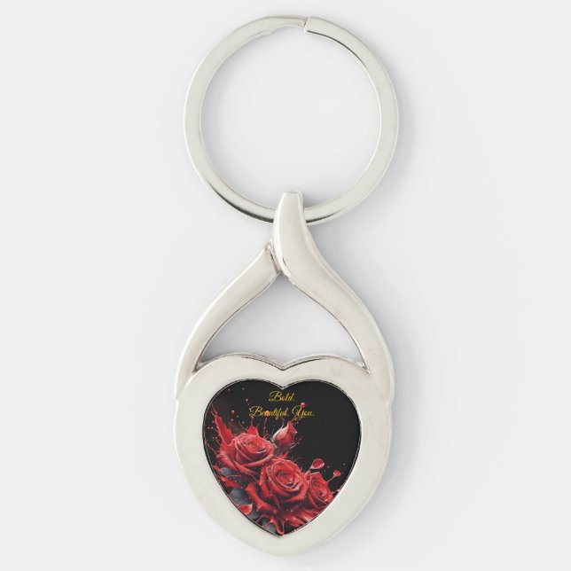 Roses in Bloom - Elegant Birthday Keychain (Front)
