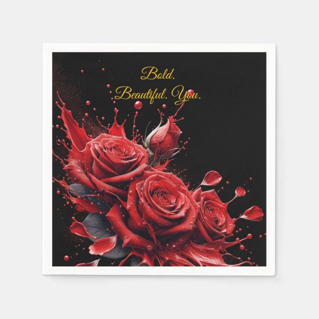 Roses in Bloom - Elegant Birthday Napkins (Front)