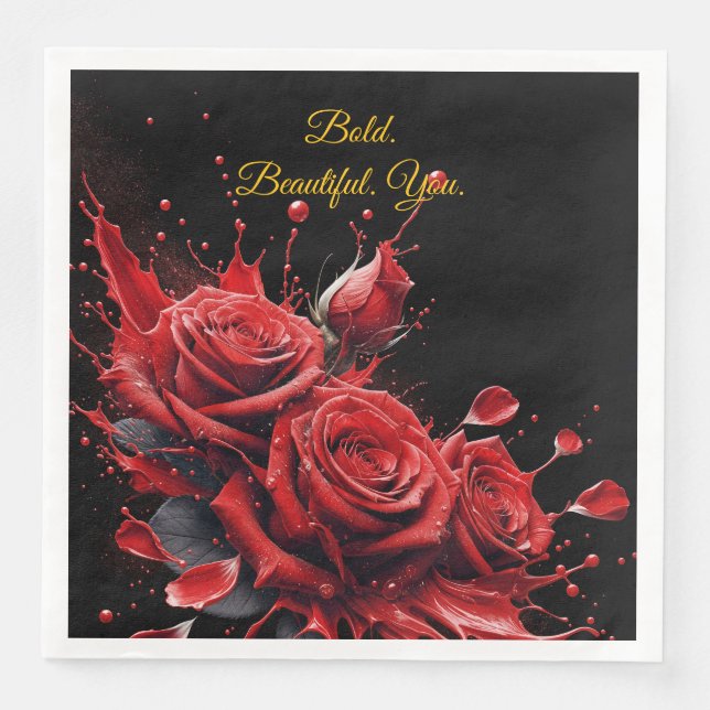 Roses in Bloom - Elegant Birthday Paper Dinner Napkins (Front)