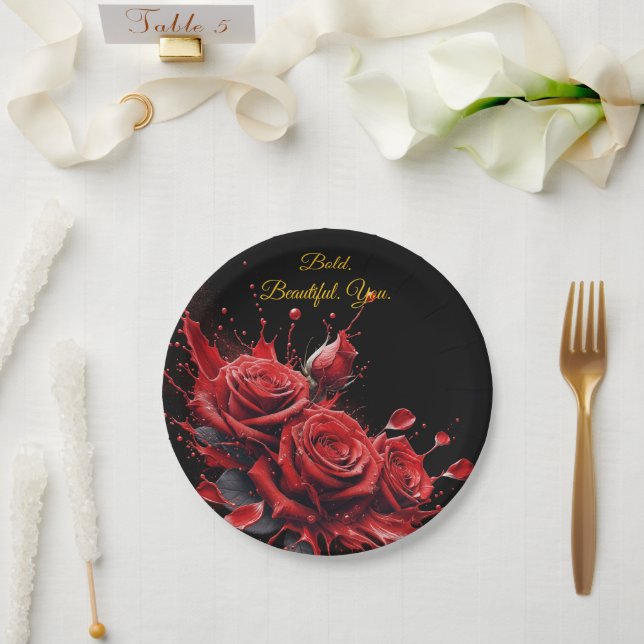 Roses in Bloom - Elegant Birthday Paper Plates (Wedding)