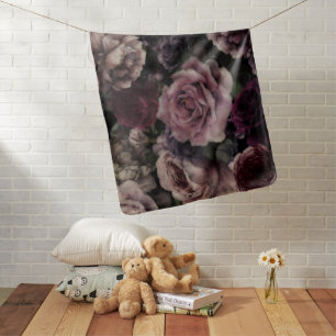 Roses In Burgundy And Pink Vintage Botanical Baby Blanket
