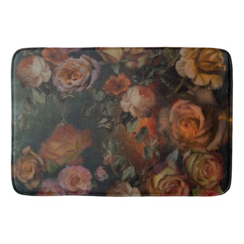 Roses In Fall Vintage Colors Botanical Garden Bath Mat