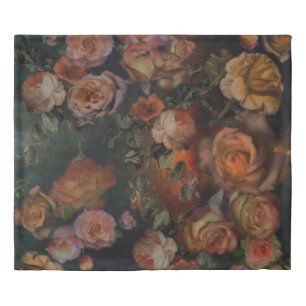 Roses In Fall Vintage Colors Botanical Garden Duvet Cover