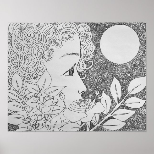 Roses in Ink Poster (Front)