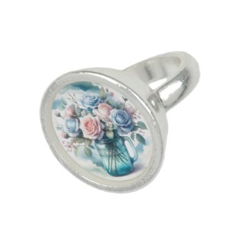 Roses In Mason Jar Vintage Style Ring by seashell2 at Zazzle
