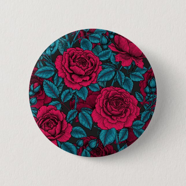 Roses in red and blue button (Front)