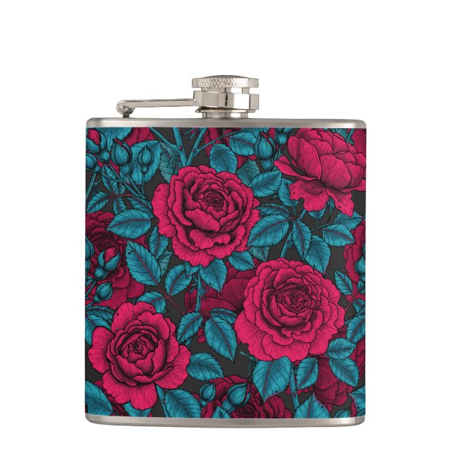Roses in red and blue flask (Front)