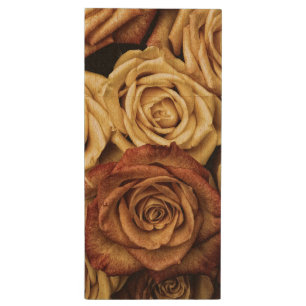Roses in Sepia Tone Wood Flash Drive