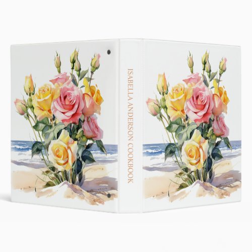 Roses in the beach design 3 ring binder