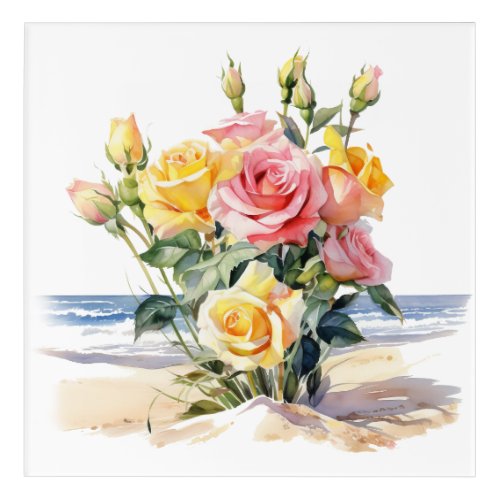 Roses in the beach design acrylic print