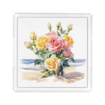 Roses in the beach design acrylic tray