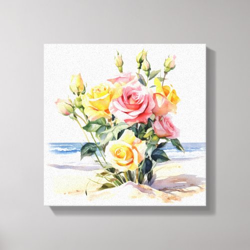 Roses in the beach design canvas print