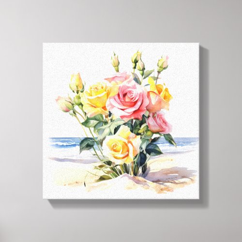 Roses in the beach design canvas print