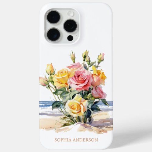 Roses in the beach design iPhone 15 pro max case