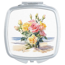 Roses in the beach design compact mirror