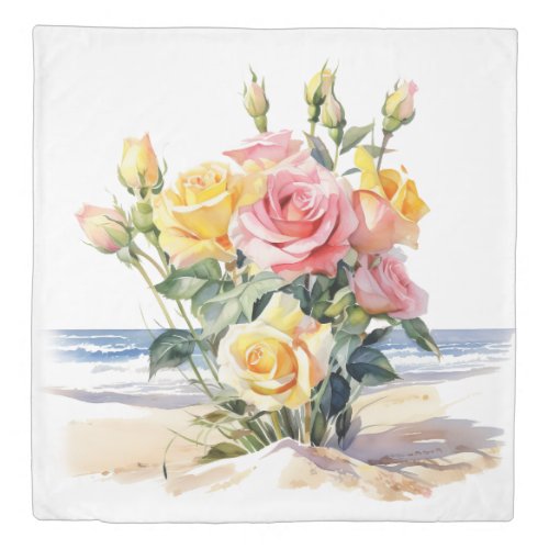 Roses in the beach design duvet cover
