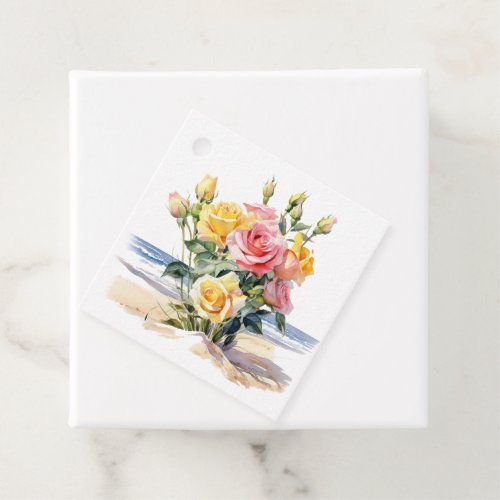 Roses in the beach design favor tags