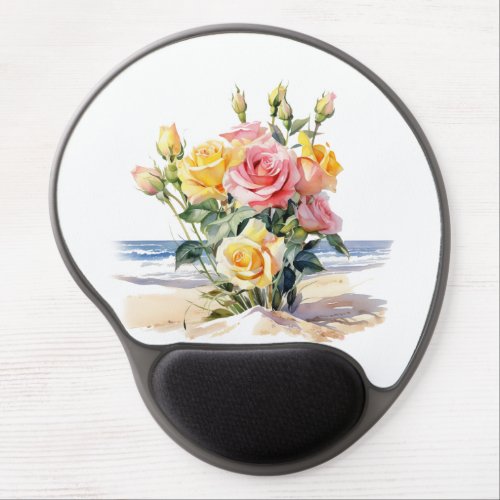Roses in the beach design gel mouse pad