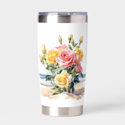 Roses in the beach design insulated tumbler
