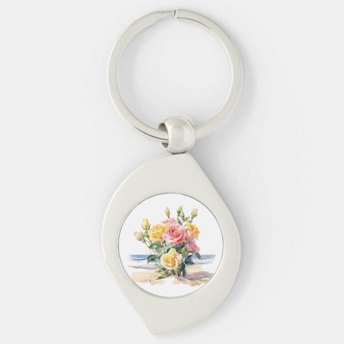 Roses in the beach design keychain