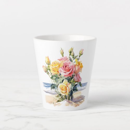 Roses in the beach design latte mug