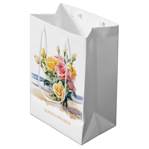 Roses in the beach design medium gift bag