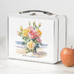 Roses in the beach design metal lunch box