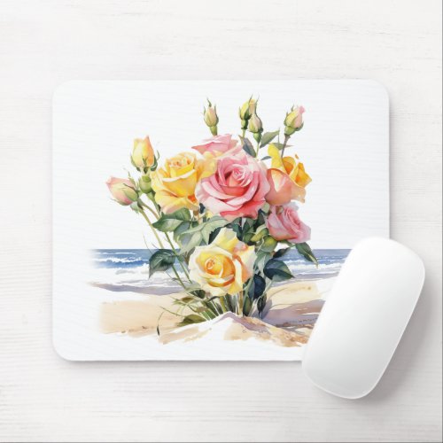 Roses in the beach design mouse pad