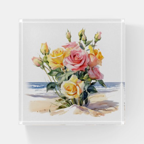 Roses in the beach design paperweight