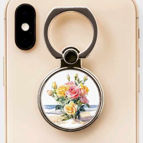 Roses in the beach design phone ring stand