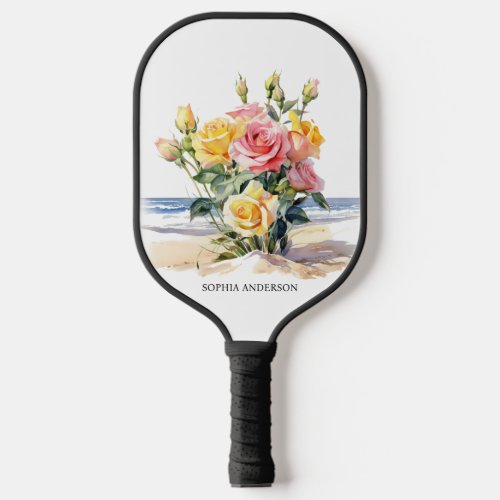 Roses in the beach design pickleball paddle
