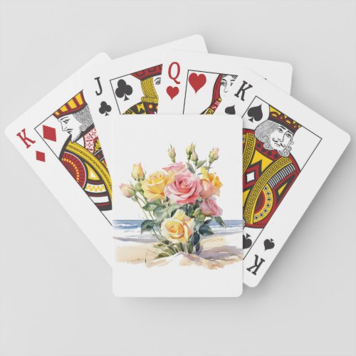 Roses in the beach design playing cards