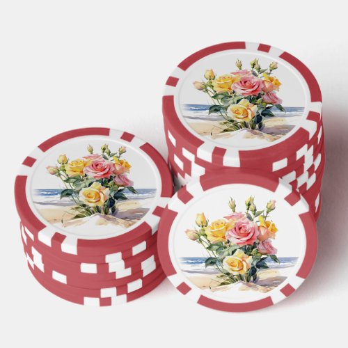 Roses in the beach design poker chips
