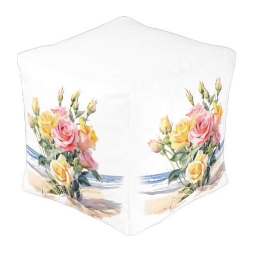 Roses in the beach design pouf