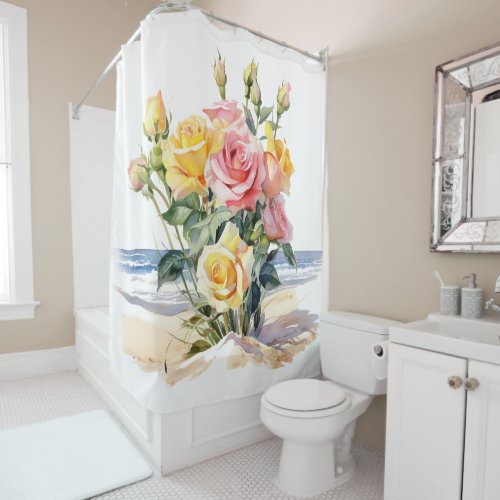 Roses in the beach design shower curtain