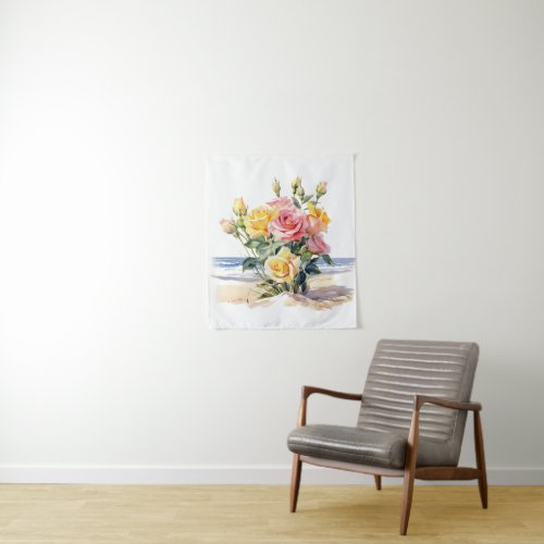 Roses in the beach design tapestry