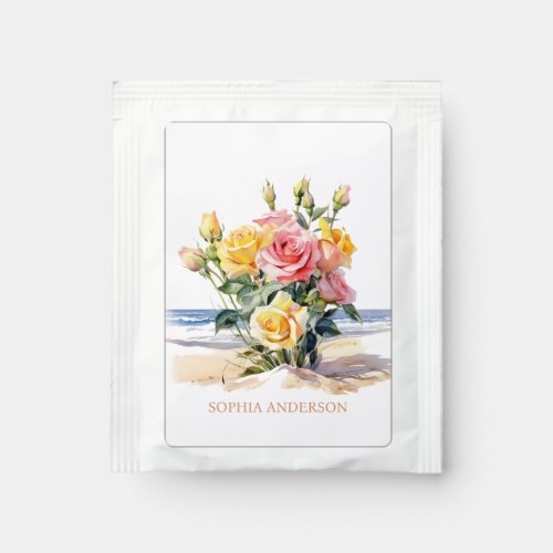 Roses in the beach design tea bag drink mix
