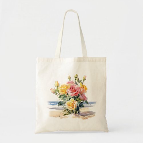 Roses in the beach design tote bag