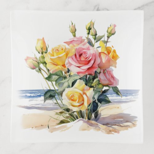 Roses in the beach design trinket tray